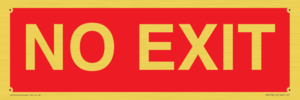NO EXIT red background